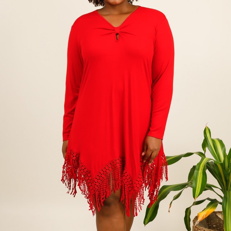 haut rouge habillé femme grande taille fluide