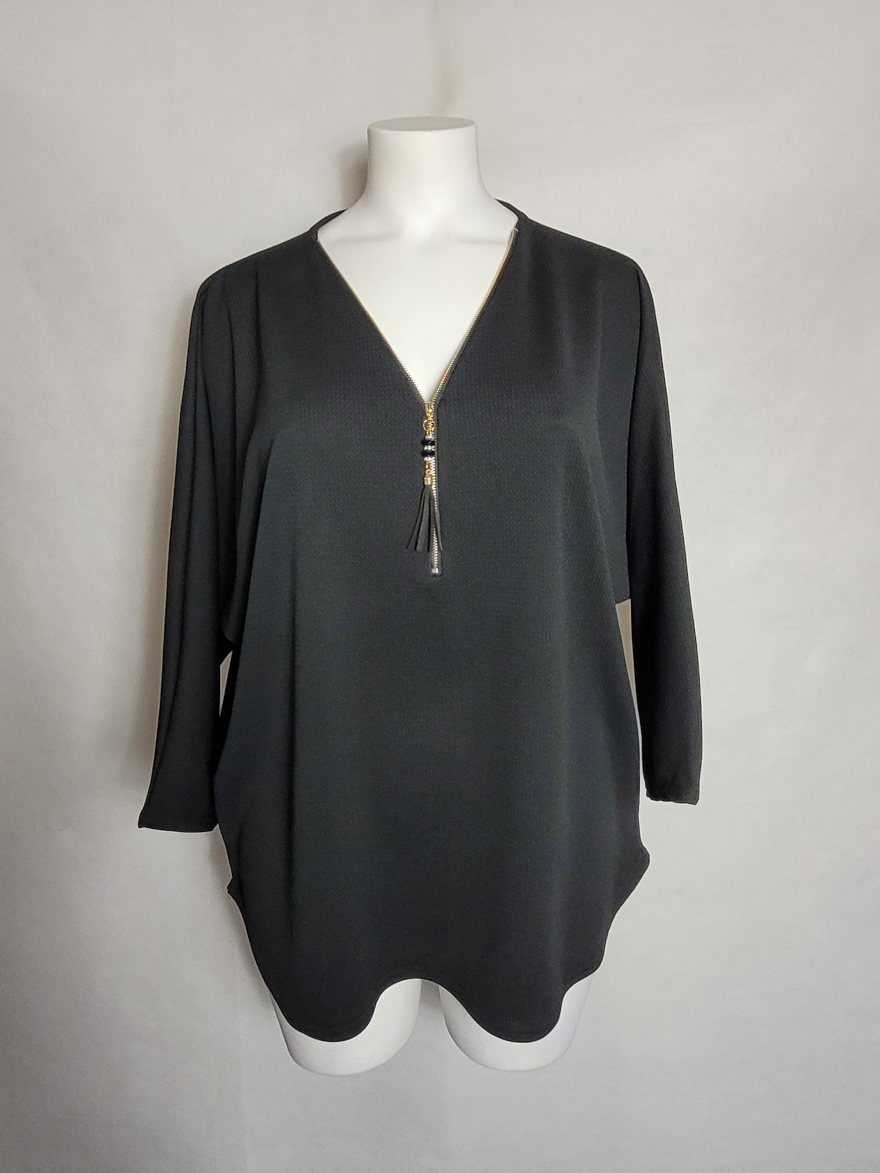 Chemisier chic élégant noir femme grande taille