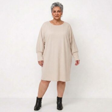 Robe confortable beige femme grande taille