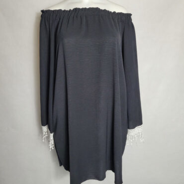 Tunique chic noir col rond elastique femme ronde