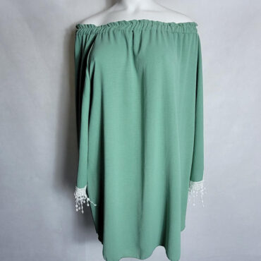 Tunique chic vert col rond elastique femme ronde