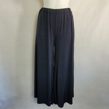pantalon large bleu marine femme taille élastique et fluide