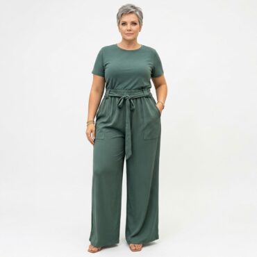 Une femme senior portant une jupe-culotte verte de grande taille