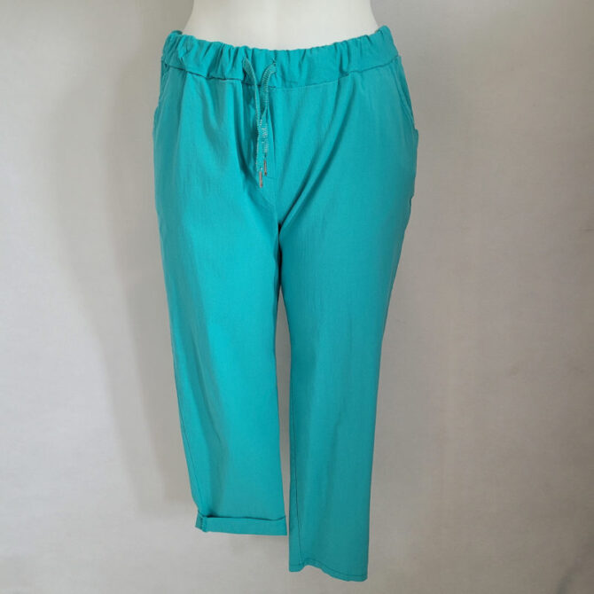 Pantalon coupe carotte femme grande taille tissu extensible et taille elastique