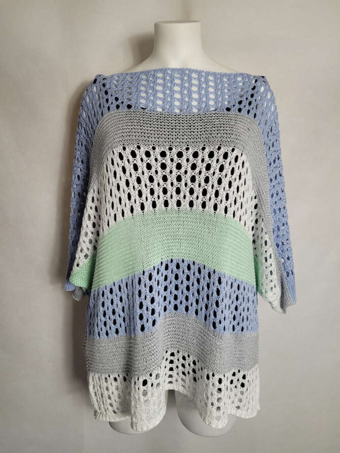 Pull ajouré coloré femme ronde col rond