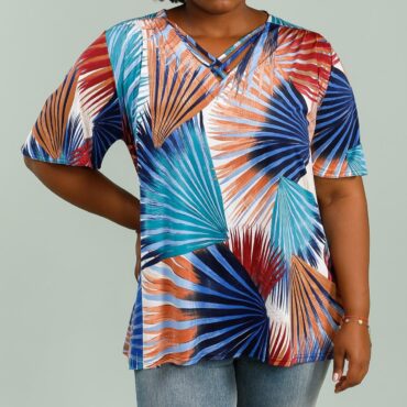 tunique femme originale grande taille imprimée manches ¾ Mode femmes rondes | conviens pour ensemble pantalon ceremonie pour femme​