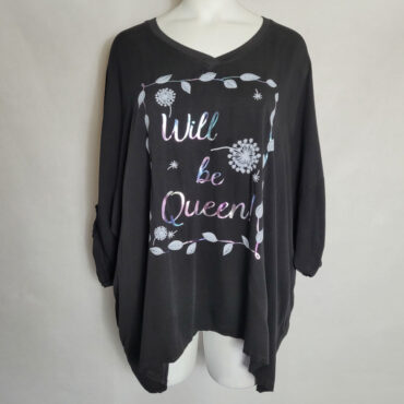 Habit blouse noir avec motif forme large qui se porte large pour plus confort et personnalité