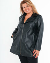 Veste perfecto mi long similicuir noir femme ronde