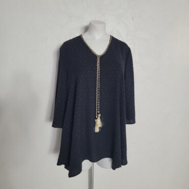 Chemisier blouse noir femme grande taille à manche 3 4 et col v| chemisiers et tuniques femme chic pour cerenonie