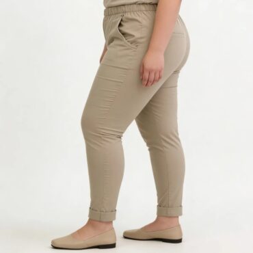 pantalon carotte taille haute femme grande taille beige