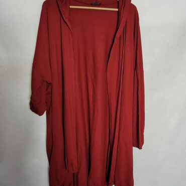 Gilet long femme grande taille . Gilet sweat oversize rouge grande taille