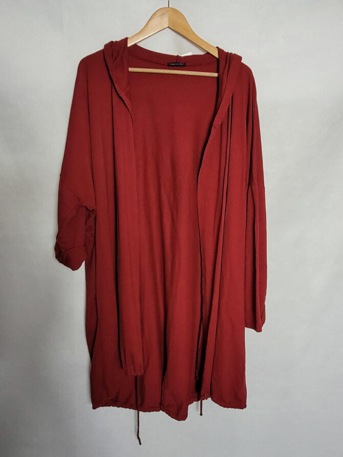 Gilet long femme grande taille . Gilet sweat oversize rouge grande taille