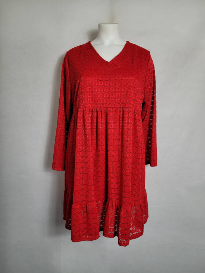 Robe grande taille femme.Robe ample dentelle rouge femmes grandes tailles