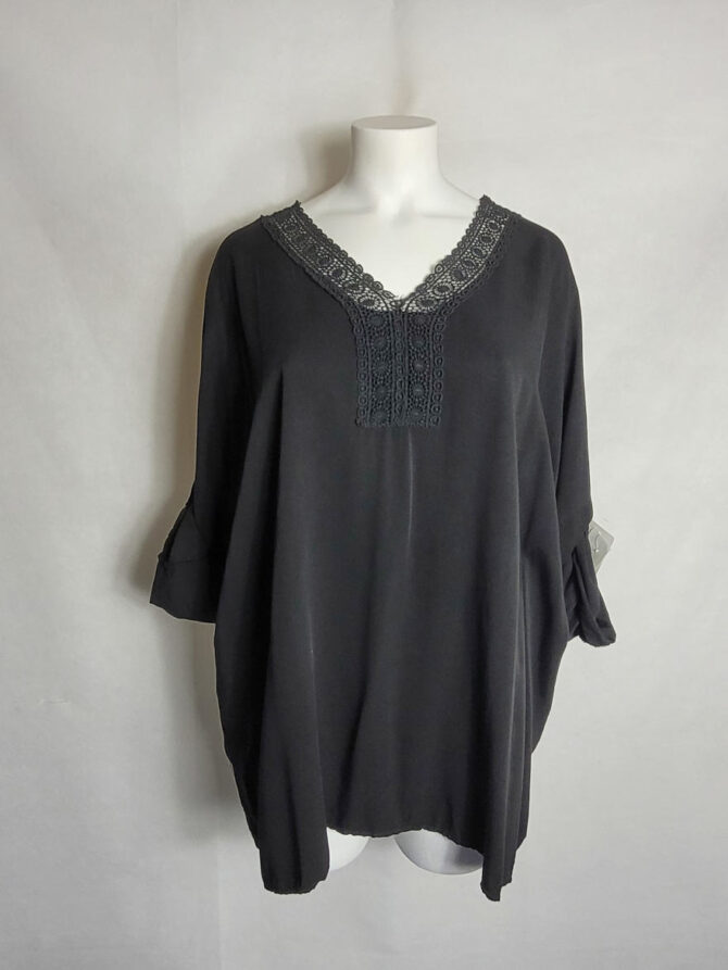 Tunique boheme noir femme grande taille