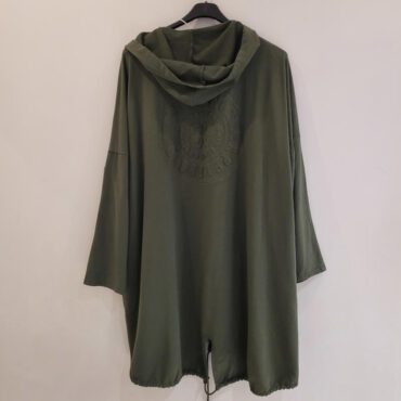 gilet long kaki capuche grande taille