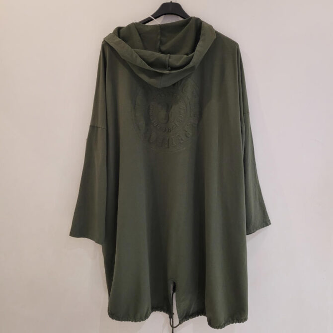 gilet long kaki capuche grande taille