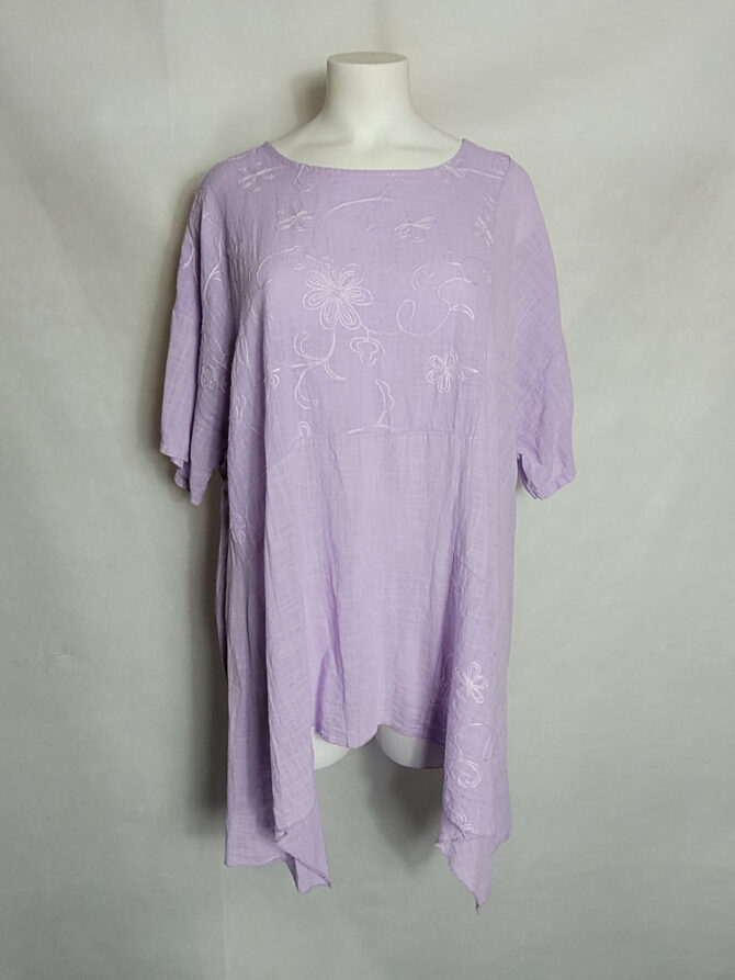 chemisier long femme grande taille coton asymetrique évasée parme femme ronde