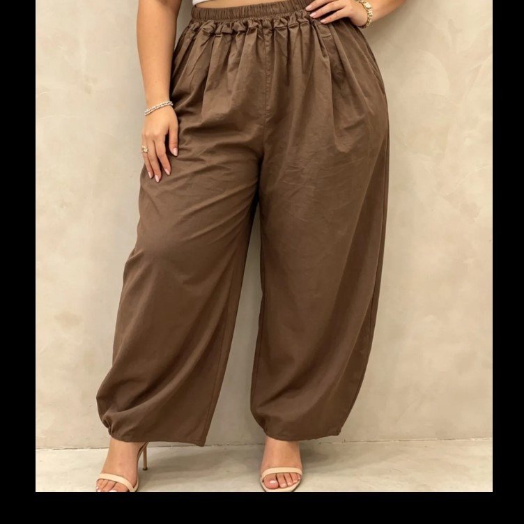jupe pantalon femme large ceinture elastique marron