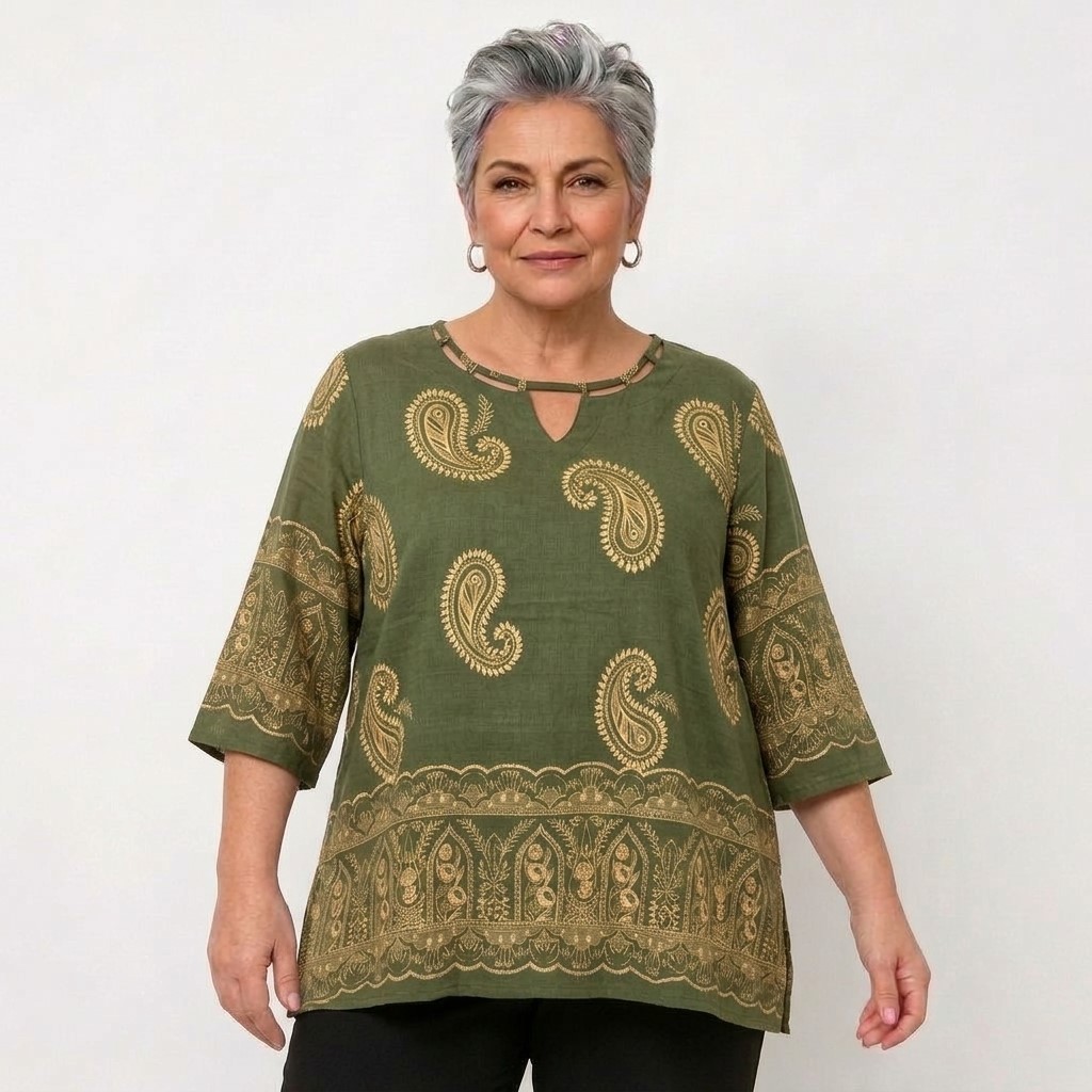 femme ronde senior avec tunique femme​ ete