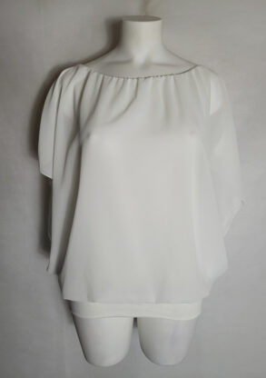 Blouse chic femme ronde voile blanc à manches