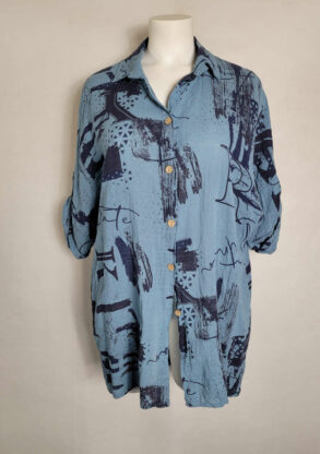 Chemise imprimé fleuri femme grande taille coupe ample en coton léger et respirant