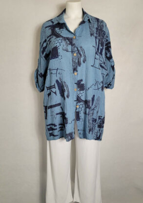 grande chemise femme, style bohème , bleu, Idée look femme ronde