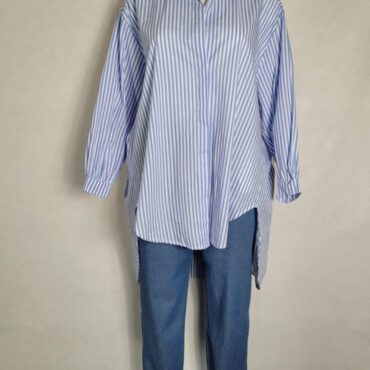 Chemise longue rayée femme ronde tendance look