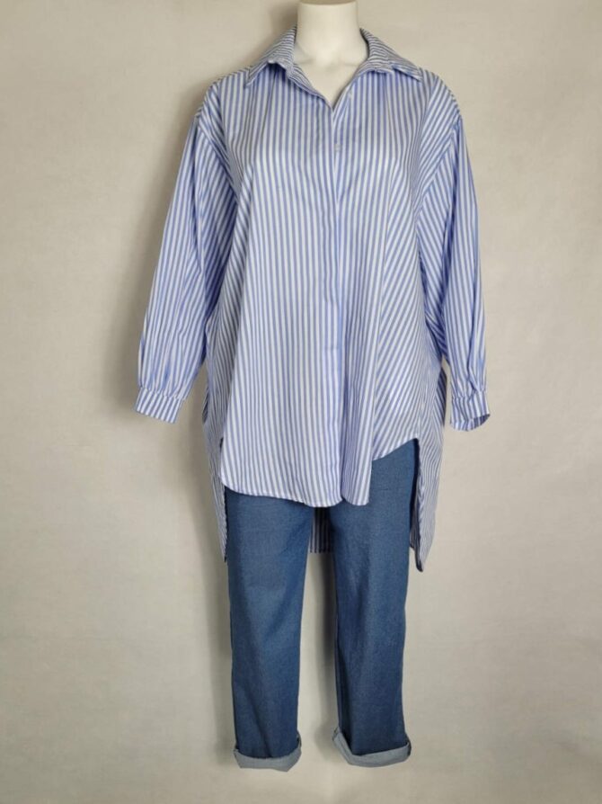 Chemise longue rayée femme ronde tendance look