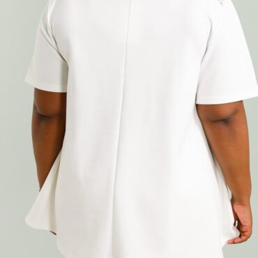 Tunique blanche boheme col v et manches courtes fabrication francaise