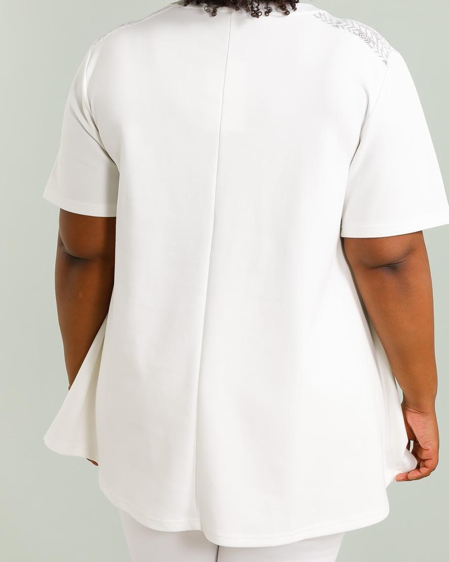 Tunique blanche boheme col v et manches courtes fabrication francaise