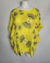 Tunique femme grande taille coton motif jaune