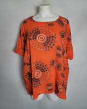 Tunique femme grande taille coton motif orange