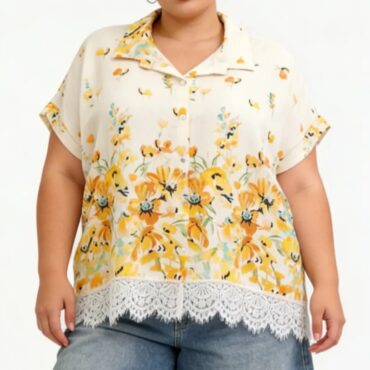 chemise longue oversize femme floral jaune