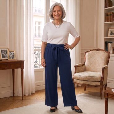 femme senior portant une Jupe-culotte taille élastique fluide femme