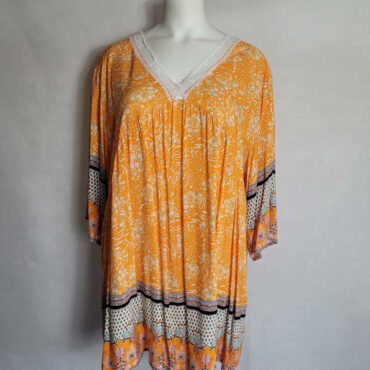 tunique longue femme fluide imprimé floral orange