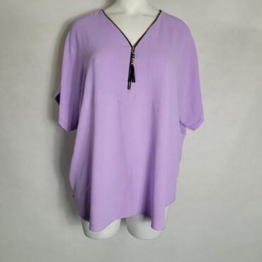 tunique coloré femme couleur parme pastel pour une tenue pour ronde originale.