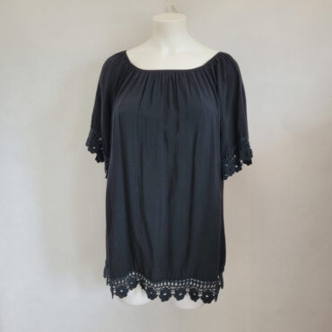 chemisier noir femme grande taille manches courtes