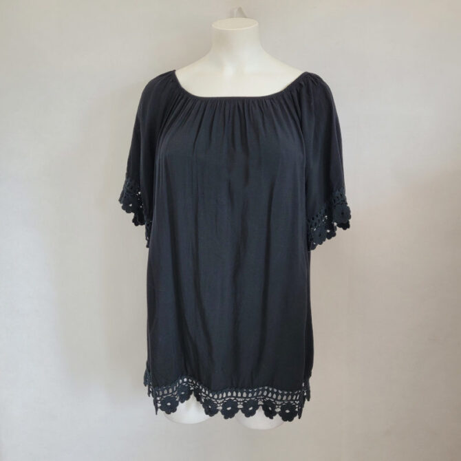 chemisier noir femme grande taille manches courtes