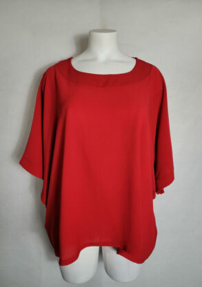 tunique poncho rouge femme ronde col rond