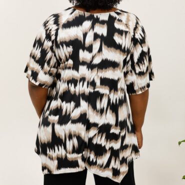 Chemisier léopard femme ronde coupe évasées col ajourée manches courtes jusqu'au 56