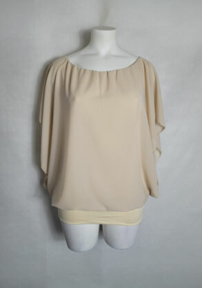 Blouse chic femme ronde voile beige