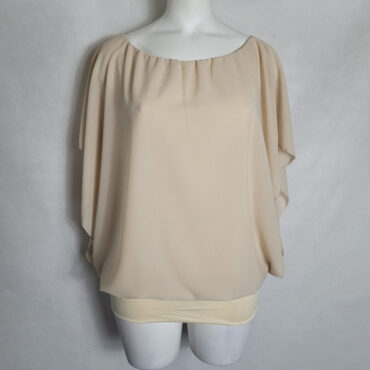 Habits femme grande taille blouse chic en voile; Tunique beige femme manches courtes