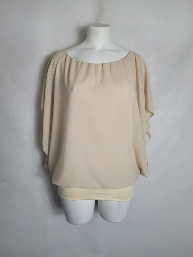 Habits femme grande taille blouse chic en voile; Tunique beige femme manches courtes