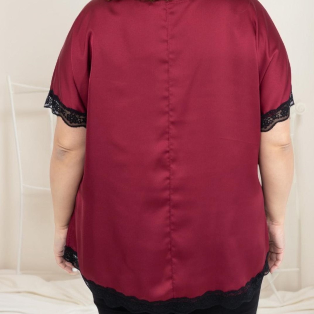 Satin de Dentelle |Tunique légère femme manches courtes jusqu'au 58