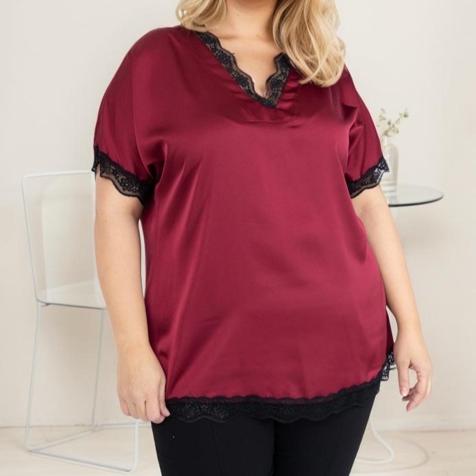 Satin de Dentelle |Tunique légère femme manches courtes grande taille