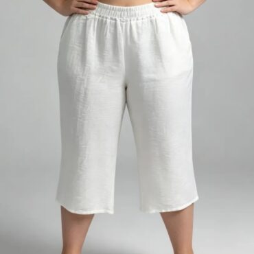 Bermuda leger femme grande taille blanc ceinture élastique