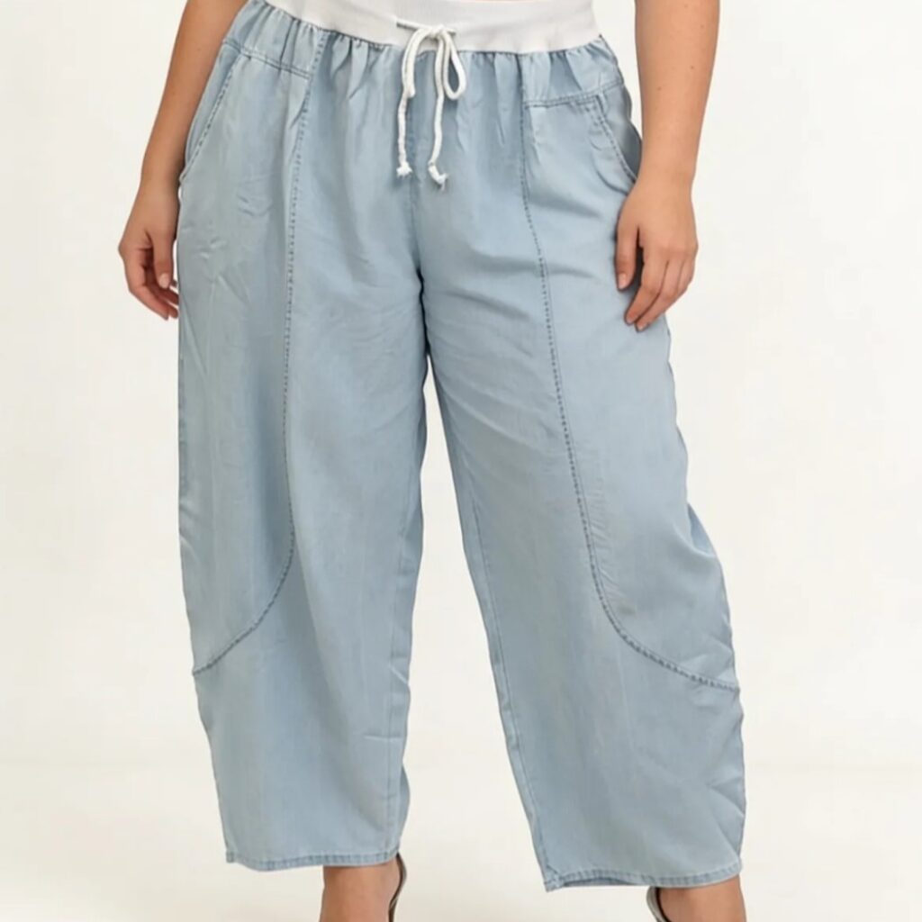 jean large taille haute femme grande taille clair : Pantalon taille haute femme ronde