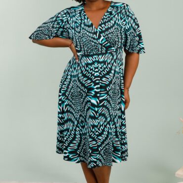 Chic fluide imprimé et manches courtes| robe femme trapèze grande taille