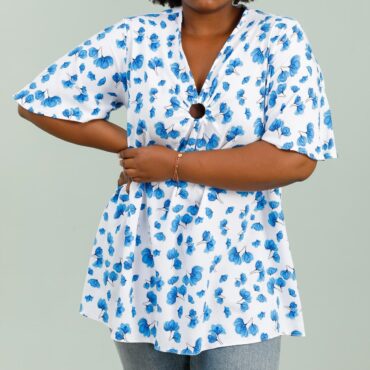 tunique été femme grande taille motif floral et manches courtes