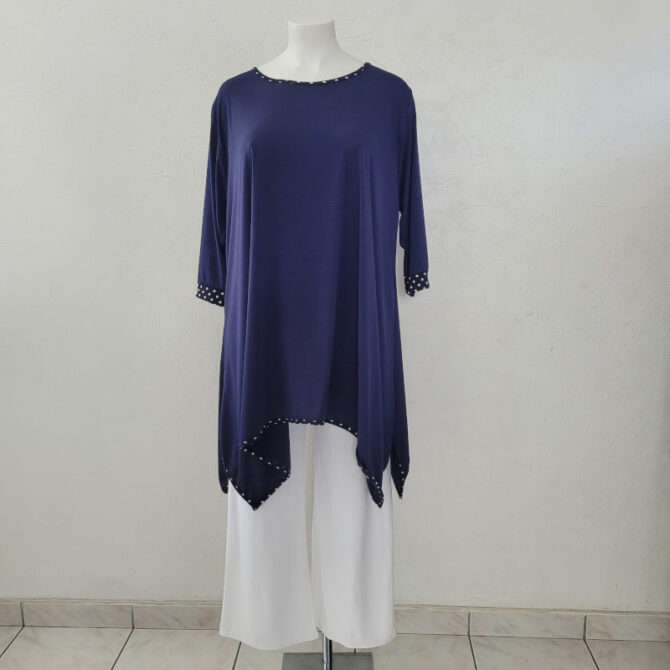 Ensemble pantalon et tunique pour mariage haut marine et pantalon large | Ensemble pantalon et tunique pour mariage